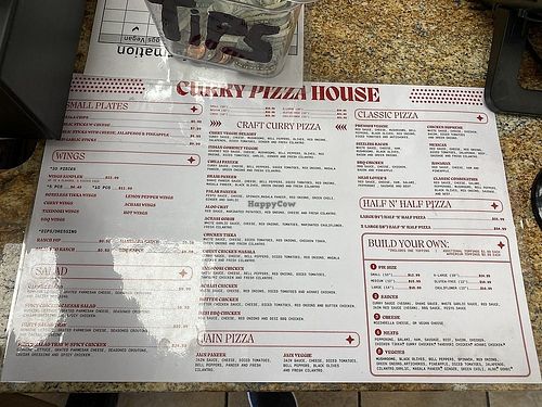 Menu at Curry Pizza House in San Jose