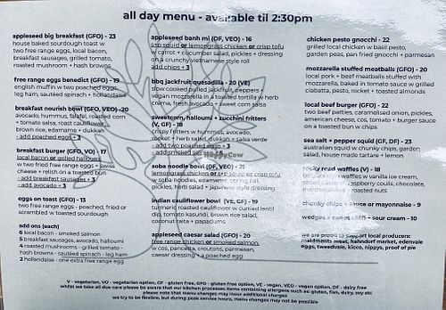 VE = Vegan  at Appleseed Cafe in Strathalbyn