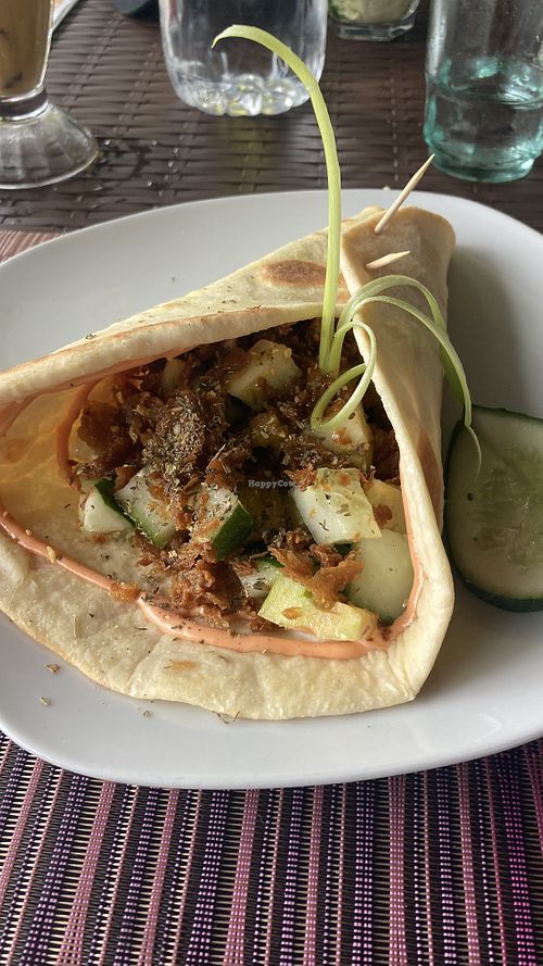 Shawarma (comes without nachos despite what menu says)  at Villa Potenciana Restaurant in Malapascua Island