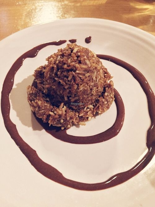 Salted caramel pecan macaroon at Cafe Gratitude in Kansas City