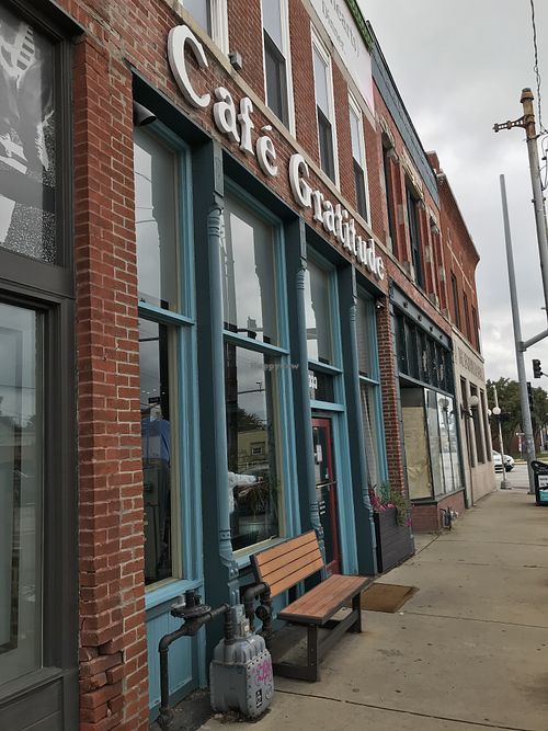 Outside at Cafe Gratitude in Kansas City