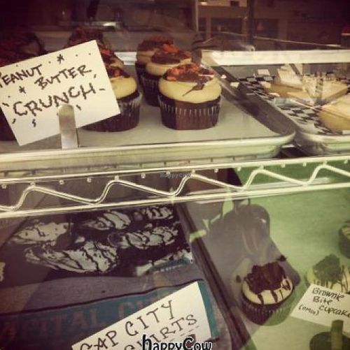 The selection that can be viewed through the glass window of the food truck. at Capital City Bakery in Austin