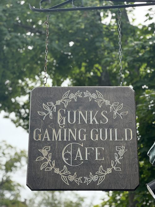 Sign outside  at Gunks Gaming Guild in New Paltz
