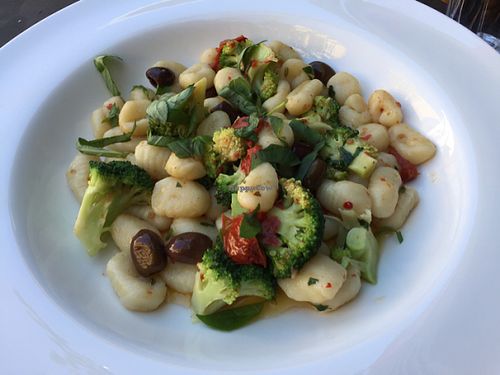 gnocchi with olives, semi dried tomatoes, broccoli, basil and fennel at Little Deer Tracks in Coburg