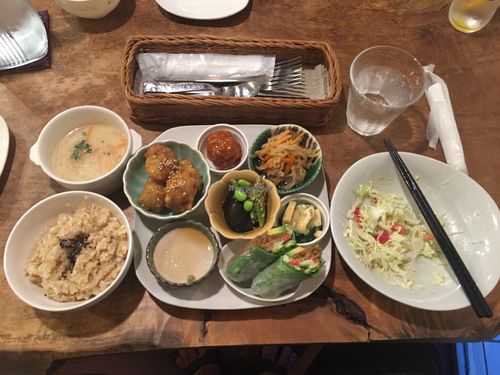 Vegan Plate A. Huge meal for $10!!! at Morpho Cafe in Kyoto