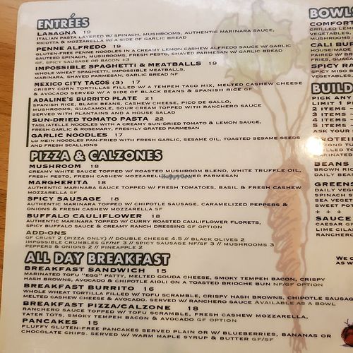 Menu at Real Food Daily - Pasadena in Pasadena