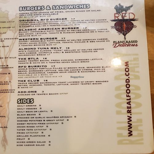 Menu at Real Food Daily - Pasadena in Pasadena