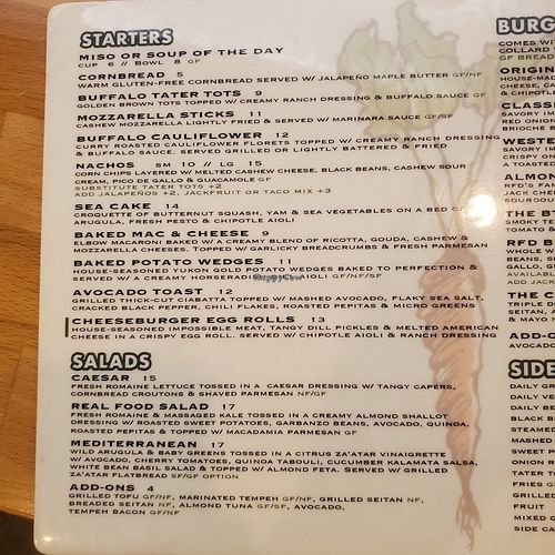 Menu at Real Food Daily - Pasadena in Pasadena