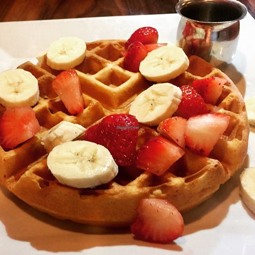 waffle and fruit at Real Food Daily - Pasadena in Pasadena
