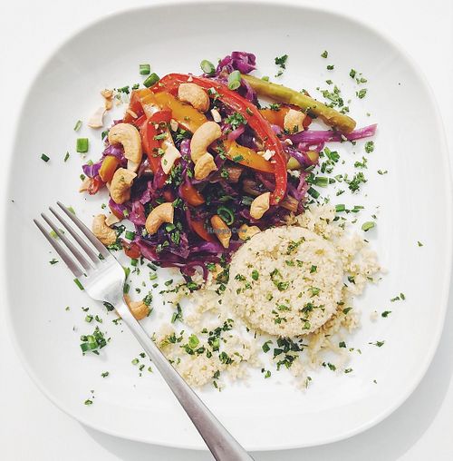 Vegan stir fry + cauliflower rice  at Cleanse & Glow in Jeddah