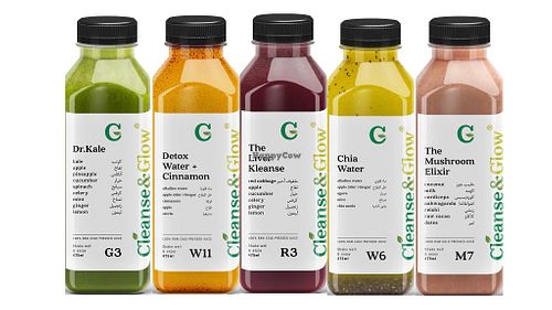 Cleansing package / 5 cold pressed juices  at Cleanse & Glow in Jeddah