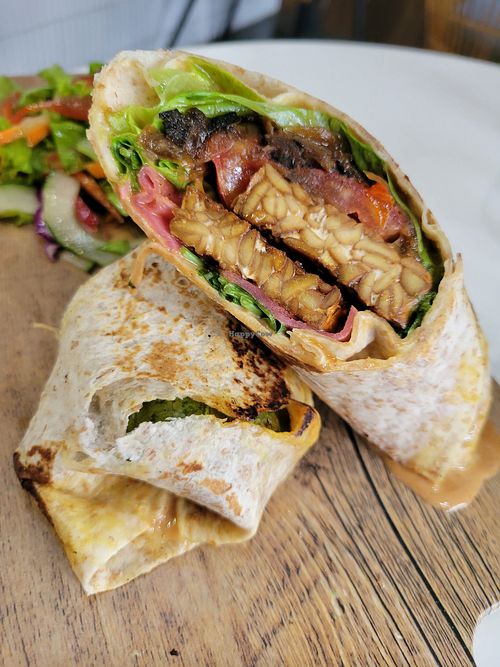 Vegan honey glazed Tempeh wrap with side salad at SHAKA - Salcedo Village Makati in Makati