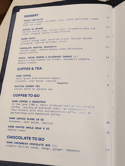 dessert and coffee menu (september 2025) at Kann in Portland