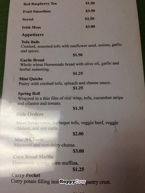 Menu page 1. at Living Well Vegetarian Restaurant in Huntingdon
