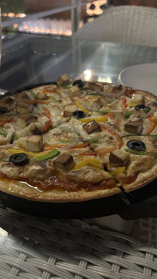 Vegan pizza, really good!  at The Tattoo Cafe and Lounge in Jaipur