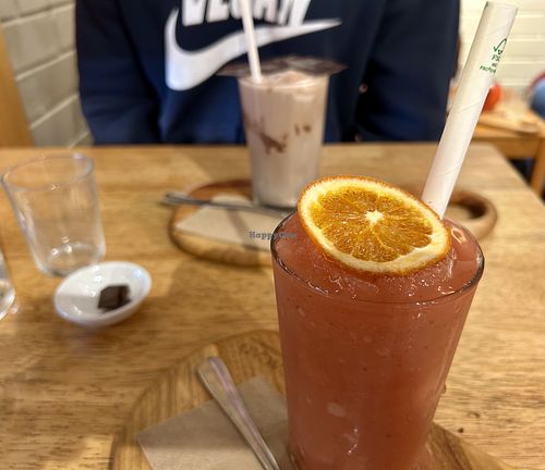 Watermelon, strawberry and mint frappe   at Red Cacao in Stirling