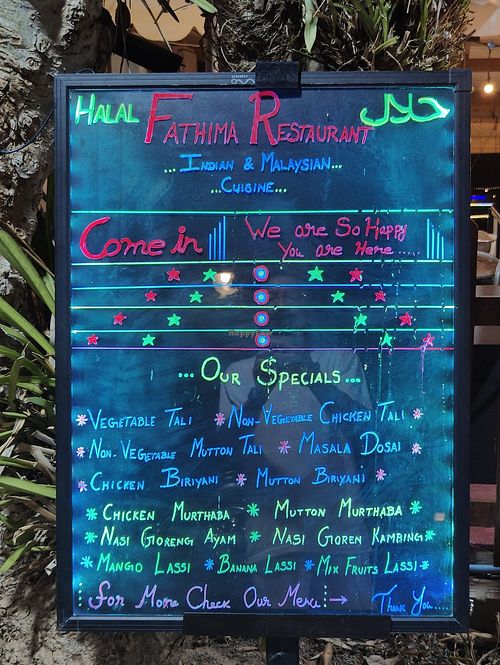 Menu at Fathima in Luang Prabang