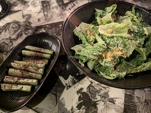 Caesar salad and ginger cucumber at Wild Orange in Honolulu