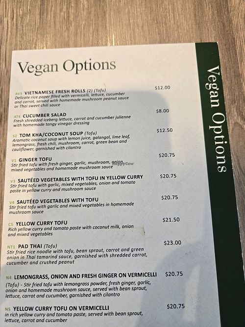 Part of vegan menu June 5 2025. at Gingergrass in St Johns