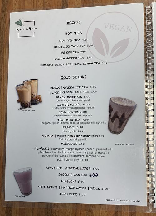 menu October 2024  at Kuan Yin Tea House in Southport