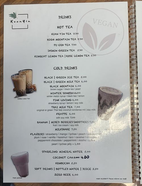 menu October 2024  at Kuan Yin Tea House in Southport
