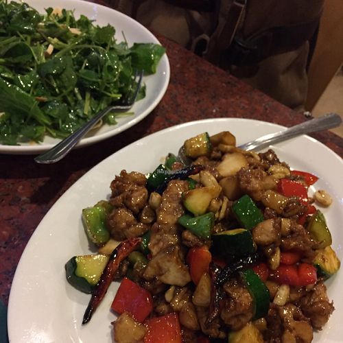 Kung pao chicken and cilantro salad at Veggie House in Las Vegas