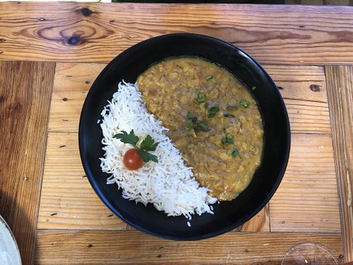 Dahl with basmati rice   at Casa Nirvana in Sao Martinho Das Amoreiras