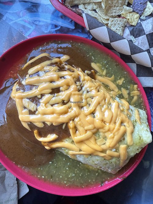 Wet burrito with vegan cheese   at Left Coast Siesta in Manzanita