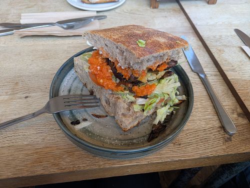 Breakfast foccacia at Foodstory in Edinburgh
