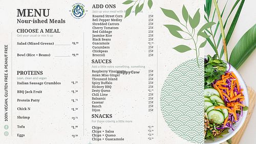 Nourished Meals Menu at The Water Bar in Geneva