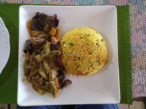 Turmeric rice at Assase Pa - The Earth is Good in Accra