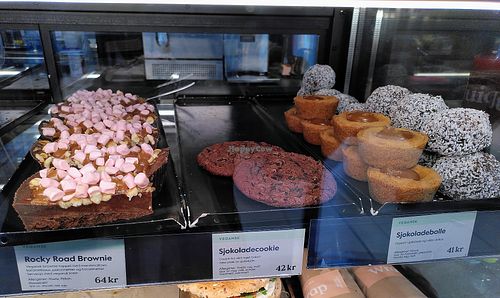 Vegan sweets (top) at Espresso House - S Hovedhallen in Oslo