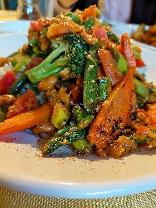 Vegan dish: veggie korma, lots of green beans and broccolki at Judy's On Cherry in Reading