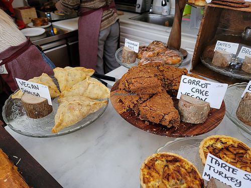 Samosas and carrot cake vegan at Pumpkin  in Essaouira
