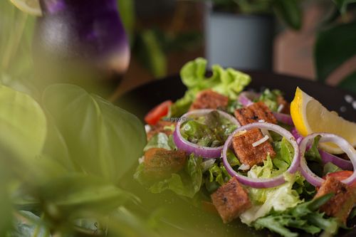 Omni Luncheon Salad with olive oil and lemon at Groove & Greens Café in Nonthaburi