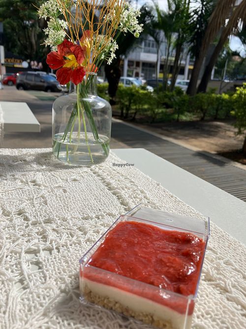 Cheesecake with strawberry jam at Plenifica in Brasilia