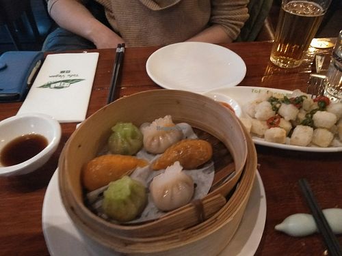 Steamed dumplings at Tofu Vegan - Spitalfields in East London