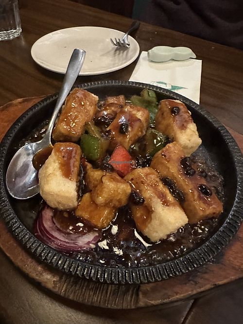 Sizzling black bean tofu   at Tofu Vegan - Spitalfields in East London
