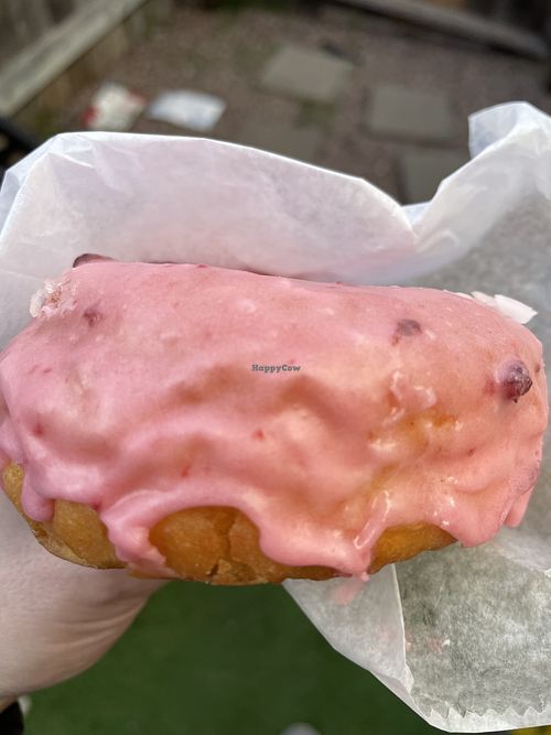 The berry donut, icing was amazing   at Anna's Marketplace Bakery in Goleta