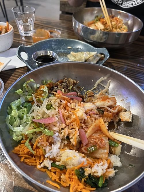 Tofu Bibimbap & veg wontons  at Koreana Korean Cuisine in Winnemucca