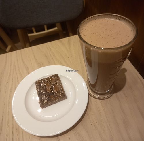 Terry's hot chocolate with coconut milk and millionaire treat at Costa Coffee in Dundee