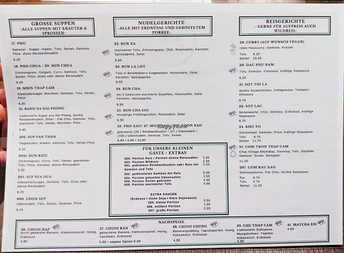 Menu page at Chay Village at Chay Village in Berlin