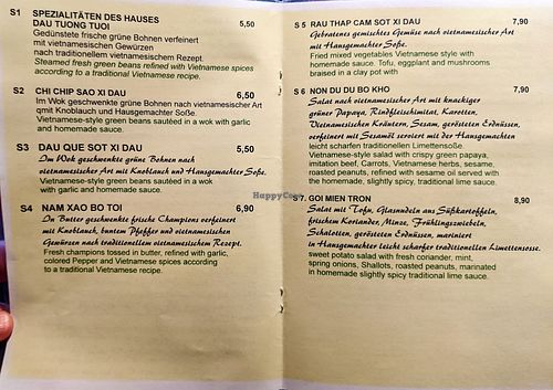 Menu page at Chay Village at Chay Village in Berlin