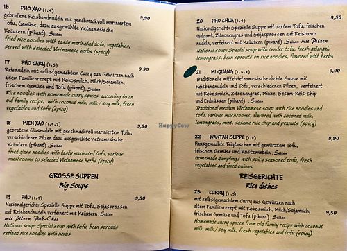 Menu page at Chay Village at Chay Village in Berlin