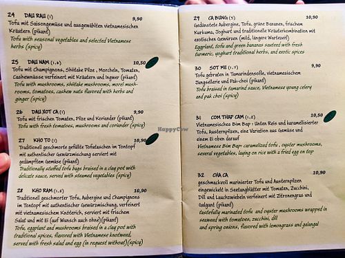 Menu page at Chay Village at Chay Village in Berlin