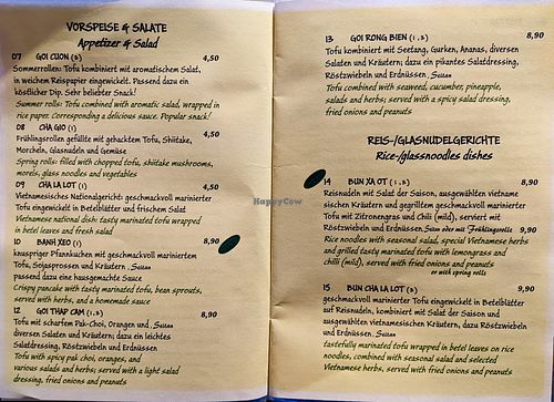 Menu page at Chay Village at Chay Village in Berlin