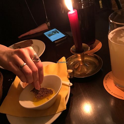 bread, salt & oil as starters at Vaust Braugaststatte in Berlin