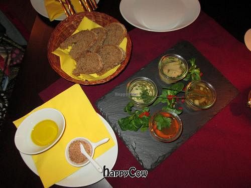 Berliner Antipasti - home-pickled gherkin, parsnip carrot and kohlrabi served with beautiful (home-made) bread, rapeseed oil and 'BBQ' salt at Vaust Braugaststatte in Berlin