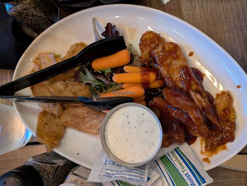 Vegan Chick'n Wing Bites (half with BBQ sauce) at Picazzo's Organic Italian Kitchen in Sedona