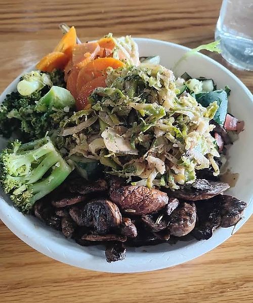 Broccoli, mushrooms, carrot, Brussel sprouts, cucumber  at Fresh One Kitchen in Kennesaw
